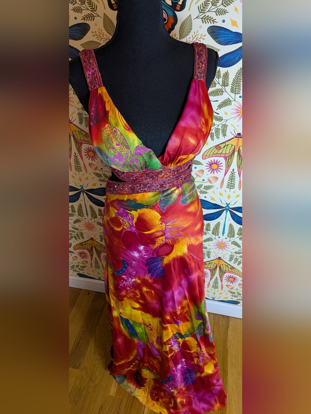 Floral Cutout Satin Gown, Niki Livas